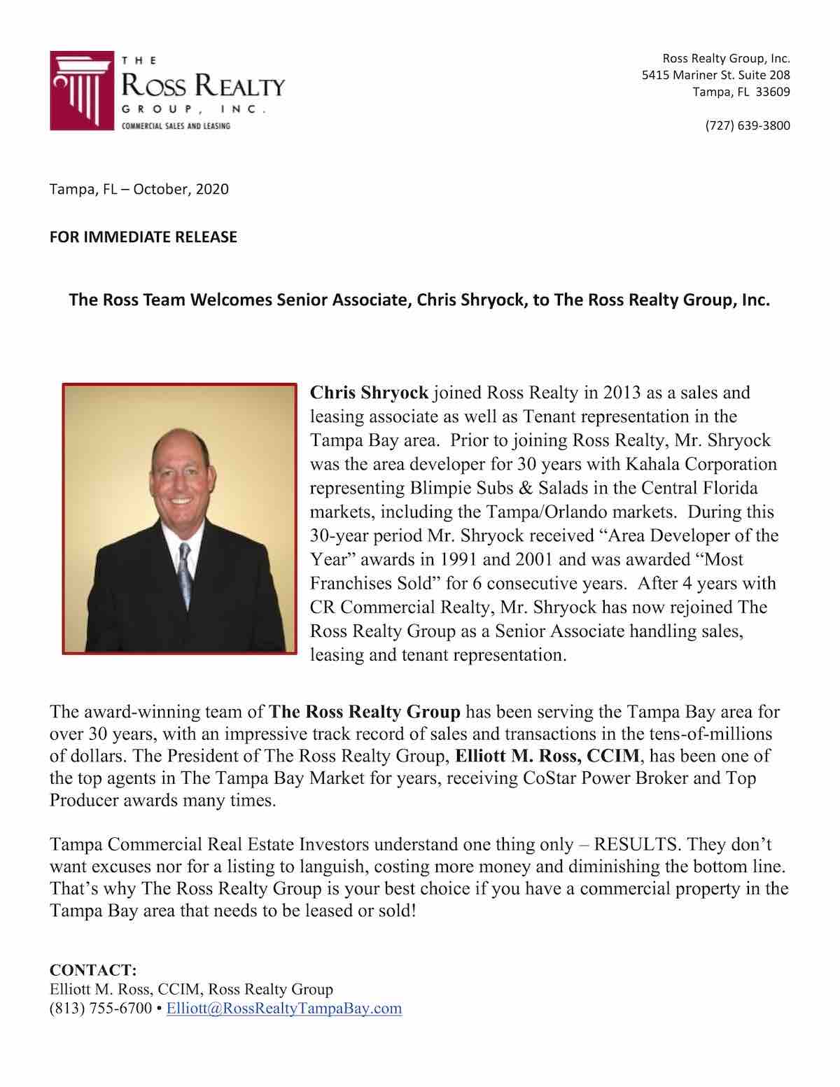 Chris Shryock Press Release