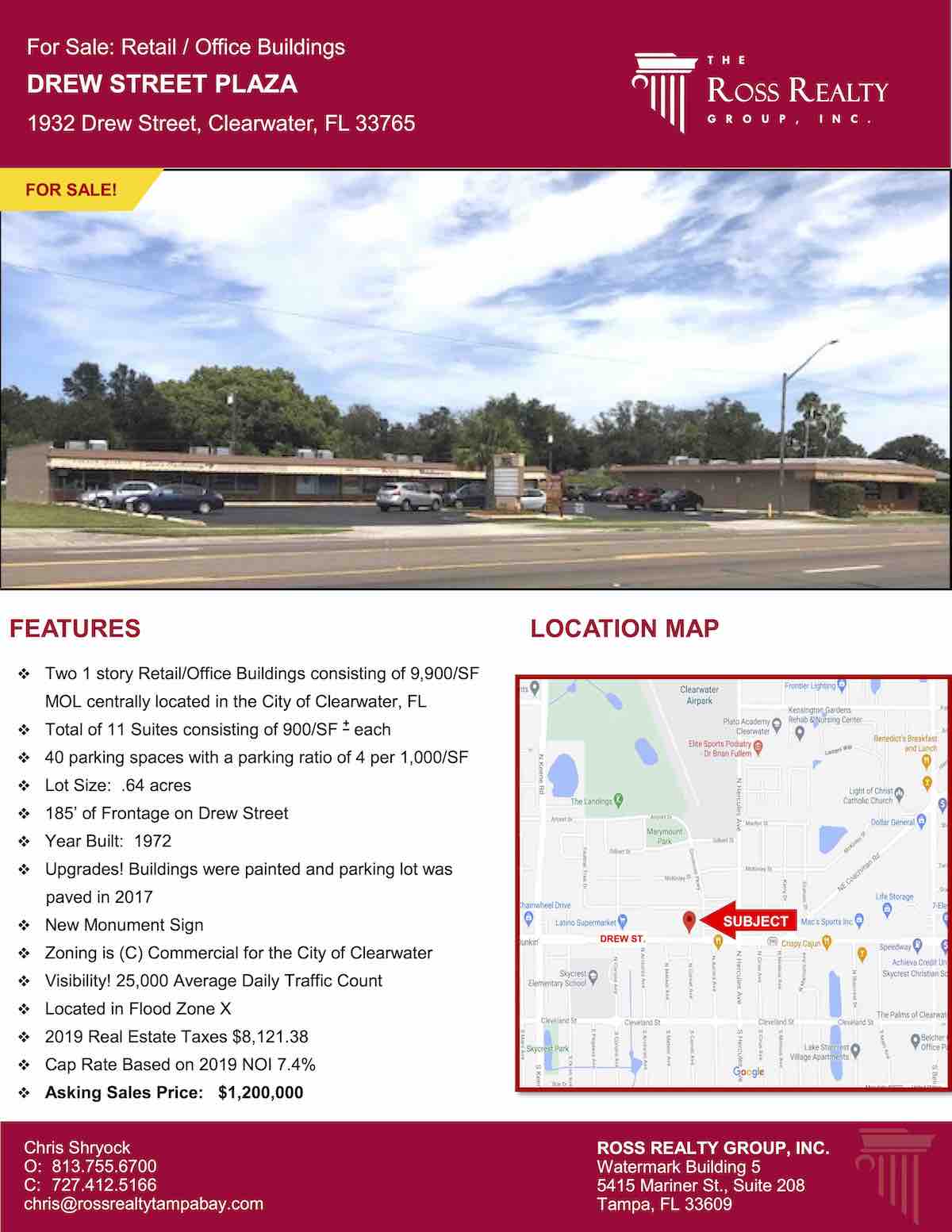 Tampa Commercial Real Estate - FOR SALE - Retail - Office Buildings - Drew Street Plaza - 1932 Drew Street, Clearwater, FL 33765 P1