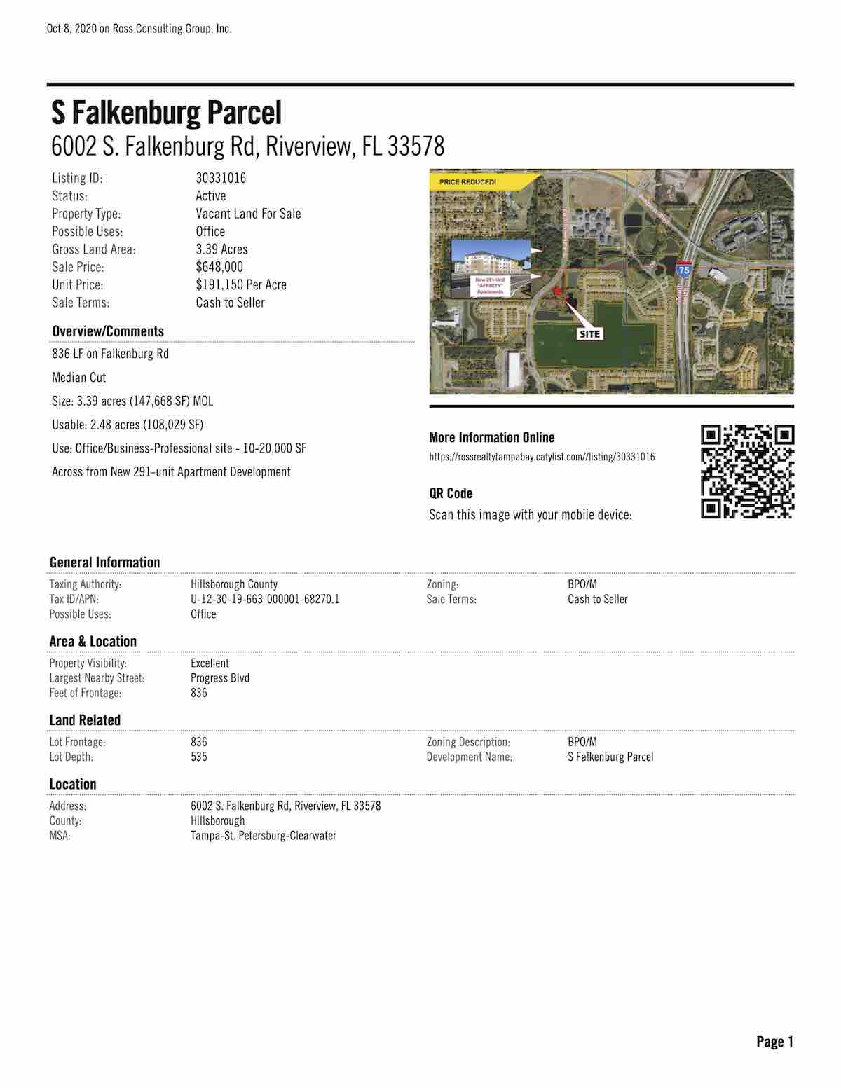 Tampa Commercial Real Estate - FOR SALE - S Falkenburg Parcel - 6002 S. Falkenburg Rd, Riverview, FL 33578 P2