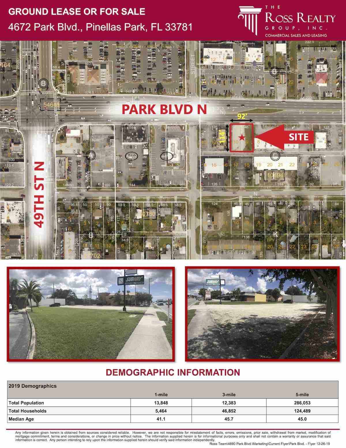 Tampa Commercial Real Estate - GROUND LEASE OR FOR SALE - 4672 Park Blvd., Pinellas Park, FL 33781 P2