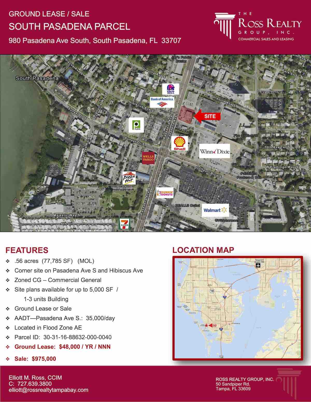 Tampa Commercial Real Estate - GROUND LEASE OR FOR SALE - South Pasadena Parcel - 980 Pasadena Ave South, South Pasadena, FL 33707 P1
