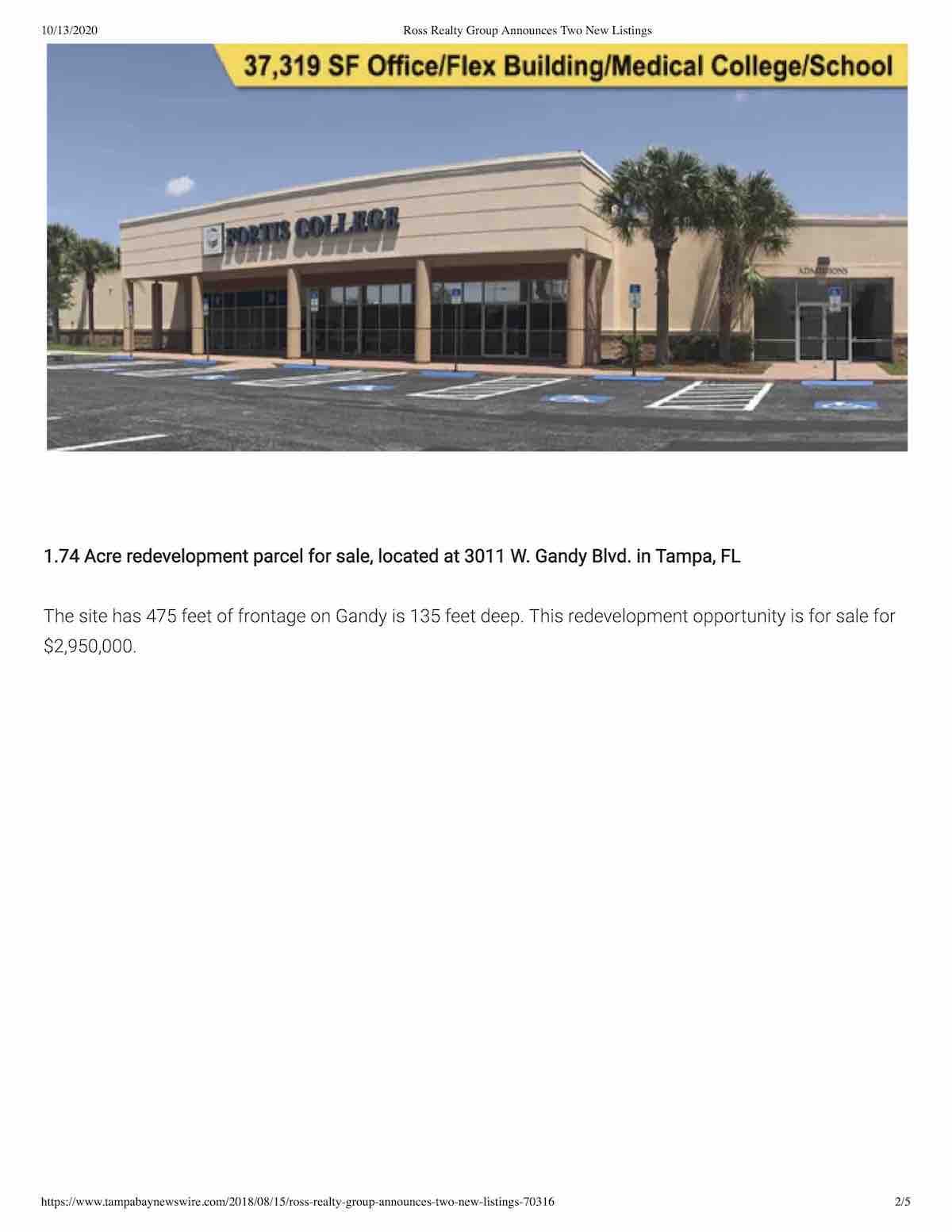 Tampa Commercial Real Estate - Ross Realty Group Announces Two New Listings P1