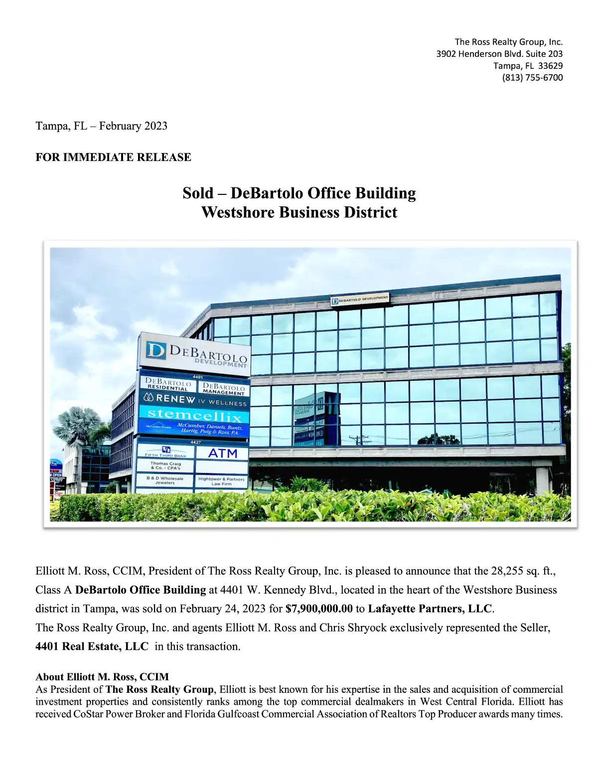 Sold - DeBartolo Office Building Westshore Business District