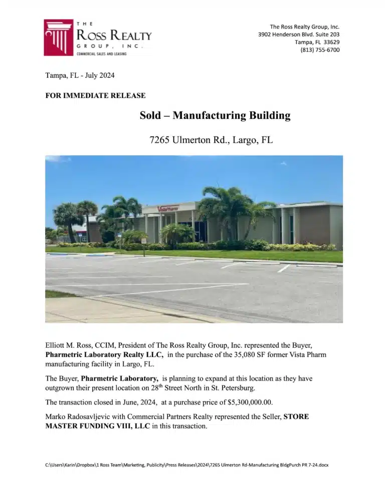 SOLD 7/2024: 7265 Ulmerton Rd PG 1