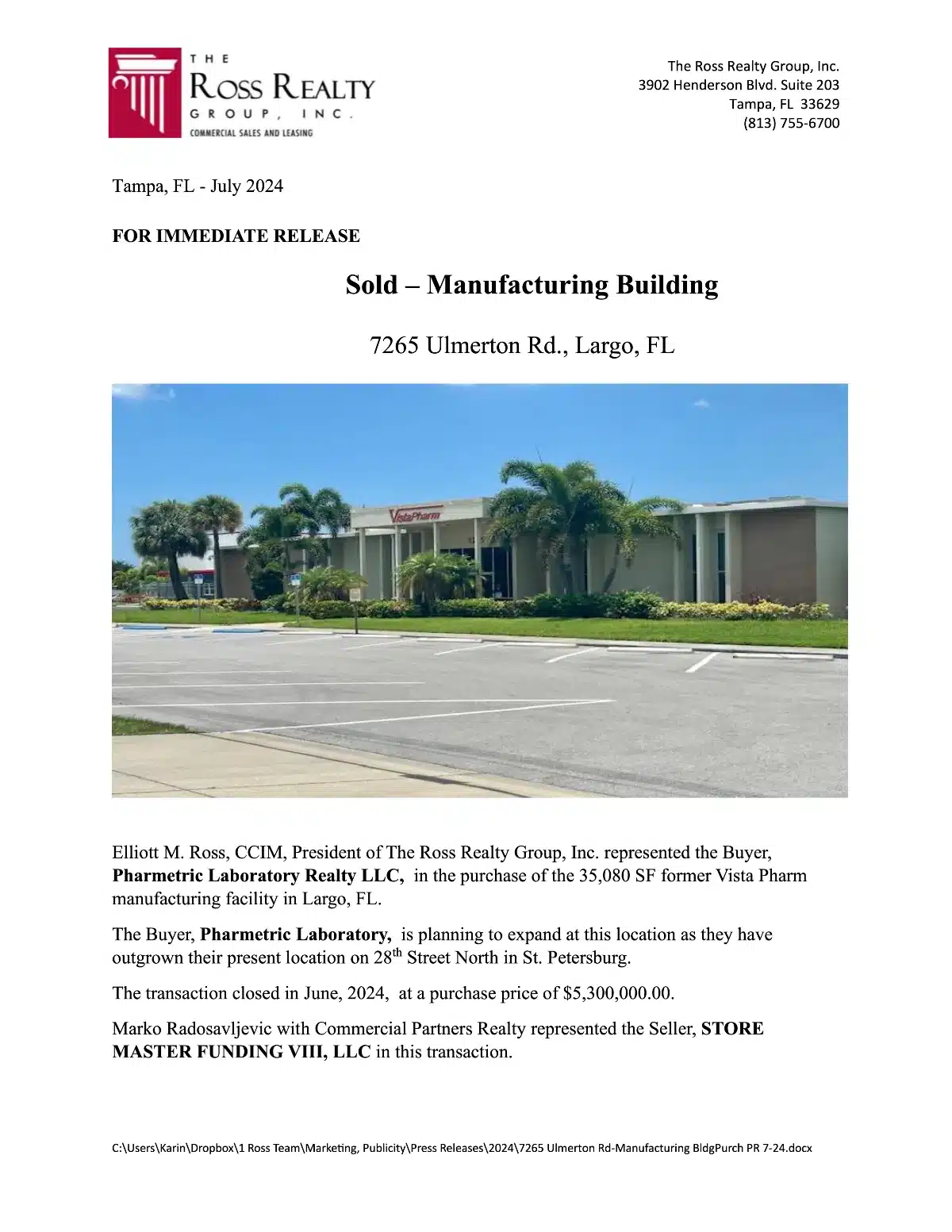 7265 Ulmerton Rd-Manufacturing BldgPurch PR 7-24